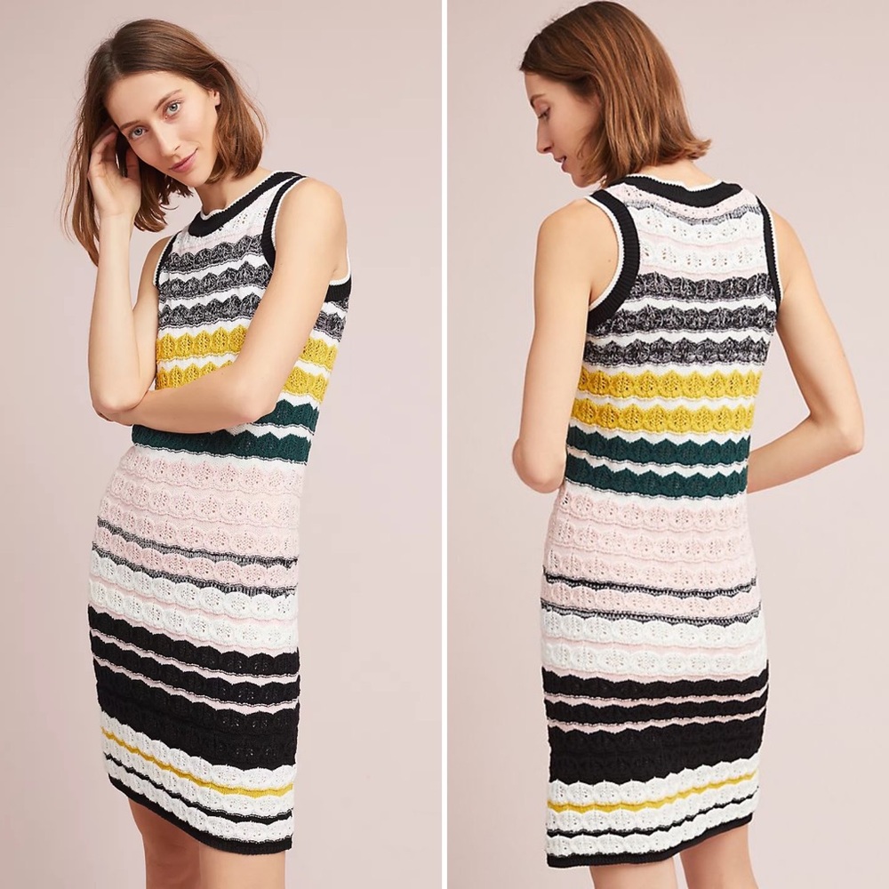anthro | akemi + kin april crochet geo knit colorblock dress xs